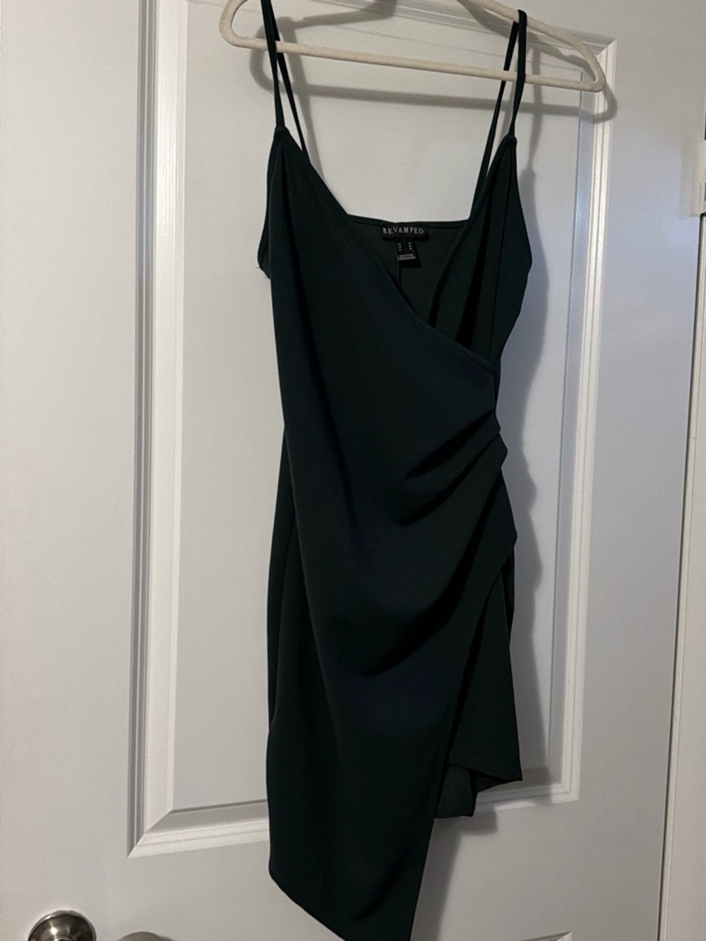 Revamped Forest Green Draped Mini Slip Dress